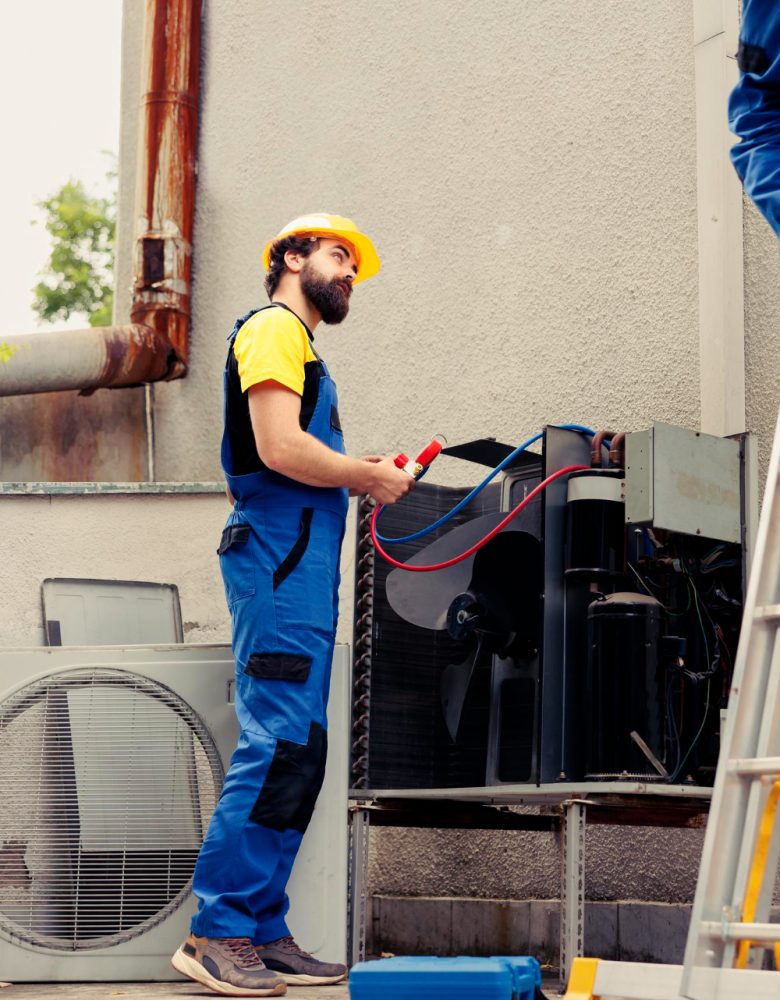 meticulous-workers-diverse-team-doing-routine-air-conditioner-revision-assembling-manometers-competent-mechanics-checking-hvac-system-freon-leaks-leading-bad-cooling